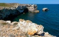 Steep coast with karst caves and grottoes near the village of Tyulenovo, Bulgary