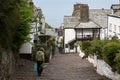 Steep cobbled High Street in Clovelly, Devon UK Royalty Free Stock Photo