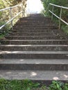 Steep Concrete Steps eading to Footbridge with Steel Railings