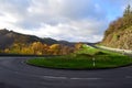 empty hairpin curve of a country road Royalty Free Stock Photo