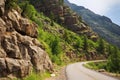 steep cycling ascent in a rocky mountain park