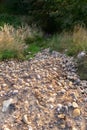 Steep descent along the stone path