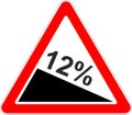 Steep descent road sign