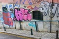 A steep descent on the rua da Conceicao da Gloria in Lisbon, Por