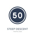 steep descent sign icon. Trendy flat vector steep descent sign i