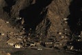 The steep face of the mountains surrounding Leh