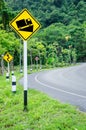 Steep grade hill traffic sign on road. Royalty Free Stock Photo