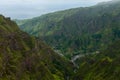 Steep green valley high above in the mountain of