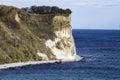 The steep and high chalk cliffs of Cap Arcona at the coast of the island RÃ¼gen Royalty Free Stock Photo
