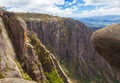 Steep high cliffs and boulders at Mt. Buffalo National Park Royalty Free Stock Photo