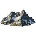 Steep, jagged mountain range with sharp peaks and snow patches. The rocky surface Royalty Free Stock Photo