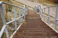 Steep metal staircase