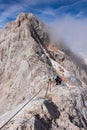 Steep narrow dangerous path towards Triglav peak Royalty Free Stock Photo