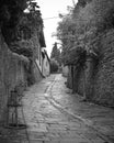 Steep, old and narrow road in Fiesole, Italy