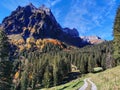 Glarus alps mountains with autumn forest Royalty Free Stock Photo