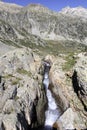 Steep canyon and fast river in mountainous landscape of French Pyrenees, France, Europe