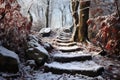 Steep Rock path mountain winter. Generate Ai Royalty Free Stock Photo