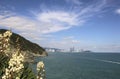 A steep rocky cliff on Oryukdo Sky Walk, Busan, South Korea Royalty Free Stock Photo