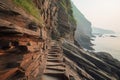 steep rocky pathway leading to a cliff edge