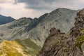 Steep rocky ridge mountain in the beautiful mountains of Romania, Retezat