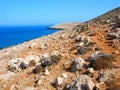 Steep rocky slope above the sea, Greece, Crete Royalty Free Stock Photo