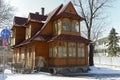 Steep roofs of a wooden family house