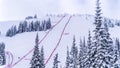 Steep Speed skiing slope at Velocity Challenge and FIS Speed Ski World Cup Race at Sun Peaks Ski Resort Royalty Free Stock Photo