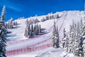 Steep Speed skiing slope at Velocity Challenge and FIS Speed Ski World Cup Race at Sun Peaks Ski Resort Royalty Free Stock Photo