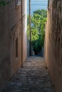 Steep stairs and narrow street in old town of Dubrovnik Royalty Free Stock Photo