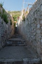 Steep stairs and narrow street in old town of Dubrovnik Royalty Free Stock Photo