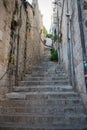 Steep stairs and narrow street in old town of Dubrovnik Royalty Free Stock Photo