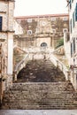 Steep stairs and narrow street in old town of Dubrovnik Royalty Free Stock Photo