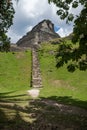 Steep stairs to the Maya ruin `El Castillo` at the archeological site Xunantunich near San Ignacio, Belize