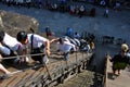 Steep stairs for tourists at Angkor Wat temple