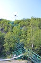 Steep stairs used to walk up and down the hill Royalty Free Stock Photo