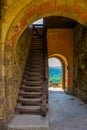 steep stairway and a gate of the visegrad castle in hungary....IMAGE