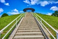 Steep stairway up to a monument to the flight pioneer Otto Lilienthal.