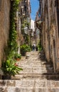 Steep steps and narrow street in Dubrovnik old town