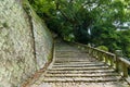 Steep stone stairs surrounded by green trees Royalty Free Stock Photo