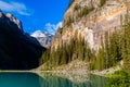 Steep stone wall over a lake