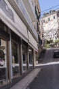 Steep Street in Corfu town on the the Greek island of Corfu