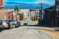 Steep street in San Francisco on a sunny day