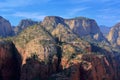 Zion National Park West Rim Trail and Horse Pasture Plateau from Angels Landing in Evening Light, Utah, USA