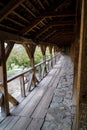 Steep wooden galleries of the old Kamenets-Podolsk fortress Royalty Free Stock Photo