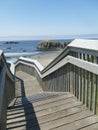 Steep wooden stairway on Bandon beach, Oregon coast
