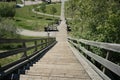 Steep Wooden Stairway Downward View