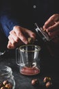 Steeping tea in glass mug