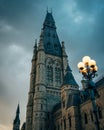 Steeple of Centre Block, on Parliament Hill, Ottawa, Ontario, Canada Royalty Free Stock Photo