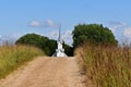 Steeple of an old white country church