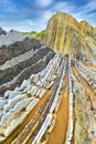 Steeply-tilted Layers of Flysch, Basque Coast UNESCO Global Geopark, Spain